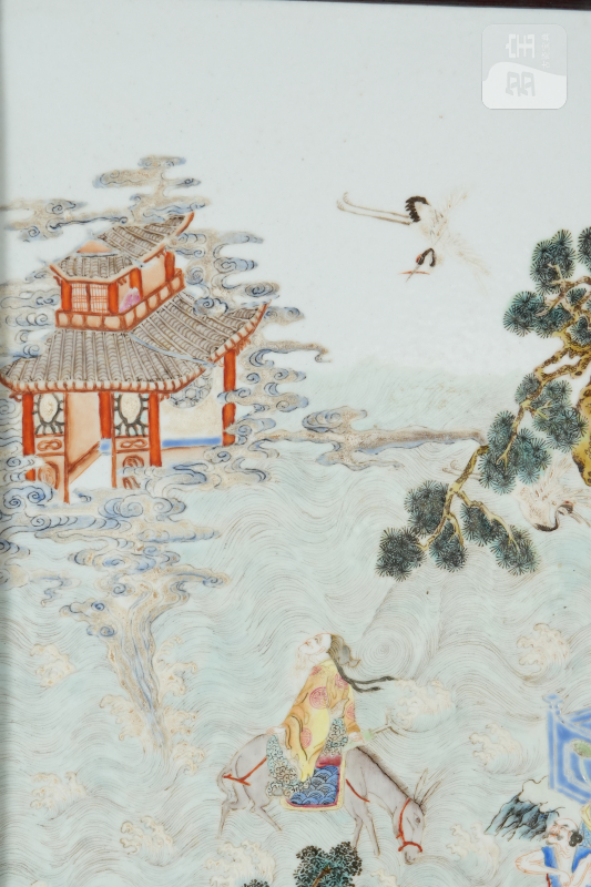 清嘉庆 粉彩八仙祝寿挂屏 - 图2